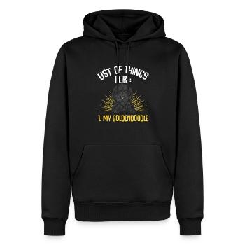 Chien Doodle Black Goldendoodle - Sweat à capuche Premium bio Homme - noir - Devant - Nico (187cm)