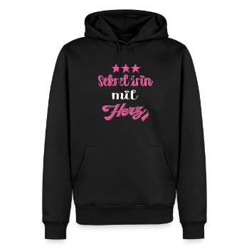 Sekretärin mit Herz. Frauen Büro Sekretärin - Männer Premium Bio Hoodie - Schwarz - Vorne - Nico (187cm)