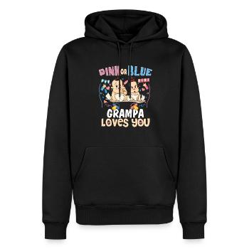 Grampa rose ou bleu t’aime le meilleur grand-père de tous les temps - Sweat à capuche Premium bio Homme - noir - Devant - Nico (187cm)