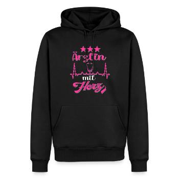 Ärztin mit Herz Arzt Damen Ärztin - Männer Premium Bio Hoodie - Schwarz - Vorne - Nico (187cm)