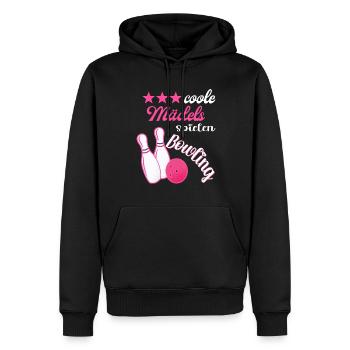 Coole Frauen Spielen Bowling Kegeln Kegelbahn - Männer Premium Bio Hoodie - Schwarz - Vorne - Nico (187cm)