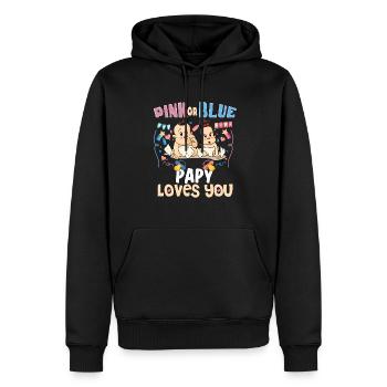 Pink or Blue Papy Loves You Best Dad Ever - Männer Premium Bio Hoodie - Schwarz - Vorne - Nico (187cm)