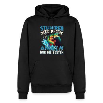 Studieren Kann Jeder Angeln nur die Besten - Männer Premium Bio Hoodie - Schwarz - Vorne - Nico (187cm)