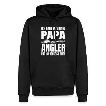Ich habe zwei Titel Papa und Angler und ich rocke - Männer Premium Bio Hoodie - Schwarz - Vorne - Nico (187cm)