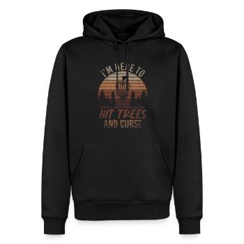 Im Here To Hit Trees And Curse Disc Golf - Männer Premium Bio Hoodie - Schwarz - Vorne - Nico (187cm)