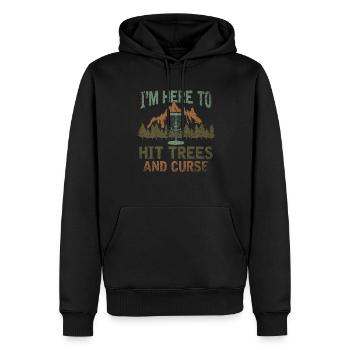 Im Here To Hit Trees And Curse Disc Golf - Männer Premium Bio Hoodie - Schwarz - Vorne - Nico (187cm)