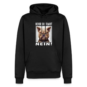 Bevor du fragst nein Hund - Männer Premium Bio Hoodie - Schwarz - Vorne - Nico (187cm)
