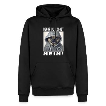 Bevor du fragst nein Hund - Männer Premium Bio Hoodie - Schwarz - Vorne - Nico (187cm)