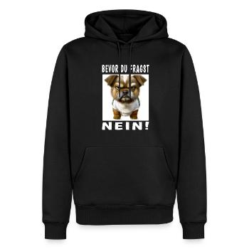 Bevor du fragst nein Hund - Männer Premium Bio Hoodie - Schwarz - Vorne - Nico (187cm)
