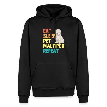 Maltipoo Hund - Männer Premium Bio Hoodie - Schwarz - Vorne - Nico (187cm)