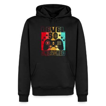 Chemise anniversaire 50 ans Gamer 50. - Sweat à capuche Premium bio Homme - noir - Devant - Nico (187cm)