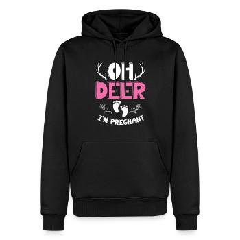 Oh Deer Im Pregnant Schwangerschaft Geburt - Männer Premium Bio Hoodie - Schwarz - Vorne - Nico (187cm)