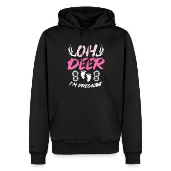 Oh Deer Im Pregnant Pregnancy Birth - Men’s Premium Organic Hoodie - black - Front - Nico (187cm)