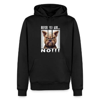 Before you ask no - Männer Premium Bio Hoodie - Schwarz - Vorne - Nico (187cm)