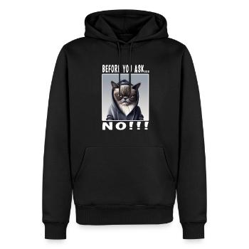 Before you ask no - Männer Premium Bio Hoodie - Schwarz - Vorne - Nico (187cm)