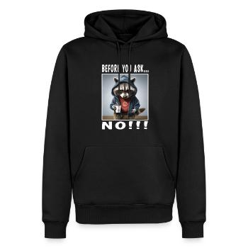Before you ask no - Men’s Premium Organic Hoodie - black - Front - Nico (187cm)