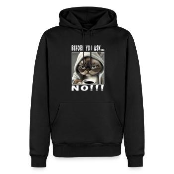 Before you ask no - Männer Premium Bio Hoodie - Schwarz - Vorne - Nico (187cm)