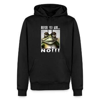 Before you ask no - Men’s Premium Organic Hoodie - black - Front - Nico (187cm)