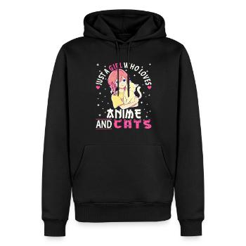 Anime Girl. Merch Anime. Otaku Manga - Sweat à capuche Premium bio Homme - noir - Devant - Nico (187cm)
