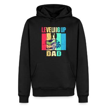 Annonce de la grossesse du passage au niveau du père - Sweat à capuche Premium bio Homme - noir - Devant - Nico (187cm)