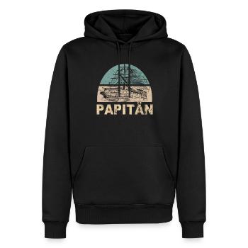 Papitän Vater Papa Kapitän Retro Anker Vatertag - Männer Premium Bio Hoodie - Schwarz - Vorne - Nico (187cm)