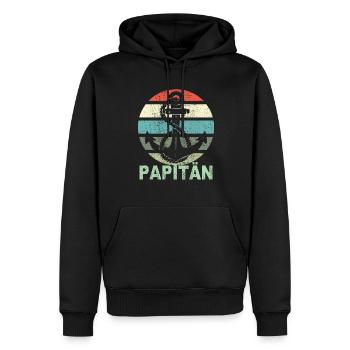 Papitän Vater Papa Kapitän Retro Anker Vatertag - Männer Premium Bio Hoodie - Schwarz - Vorne - Nico (187cm)