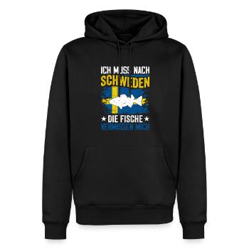 Ich muss nach Schweden die Fische vermissen mich - Männer Premium Bio Hoodie - Schwarz - Vorne - Nico (187cm)