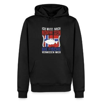 Ich muss nach Norwegen die Fische vermissen mich - Männer Premium Bio Hoodie - Schwarz - Vorne - Nico (187cm)