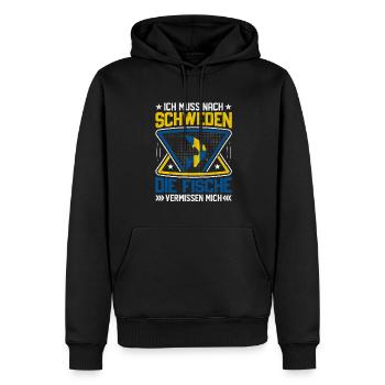 Ich muss nach Schweden angeln - Männer Premium Bio Hoodie - Schwarz - Vorne - Nico (187cm)