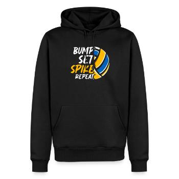 Bump Set Spike Repeat Volleyball Team Training - Männer Premium Bio Hoodie - Schwarz - Vorne - Nico (187cm)