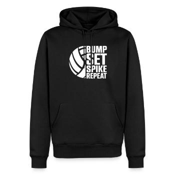 Bump Set Spike Repeat Volleyball Team Training - Männer Premium Bio Hoodie - Schwarz - Vorne - Nico (187cm)