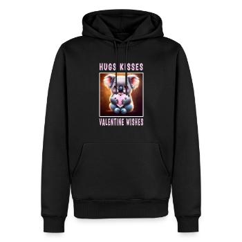 Câlins Bisous et souhaits Valentin - Sweat à capuche Premium bio Homme - noir - Devant - Nico (187cm)