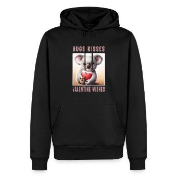 Câlins Bisous et souhaits Valentin - Sweat à capuche Premium bio Homme - noir - Devant - Nico (187cm)