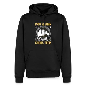 Papa und Sohn Chaos Team - Männer Premium Bio Hoodie - Schwarz - Vorne - Nico (187cm)
