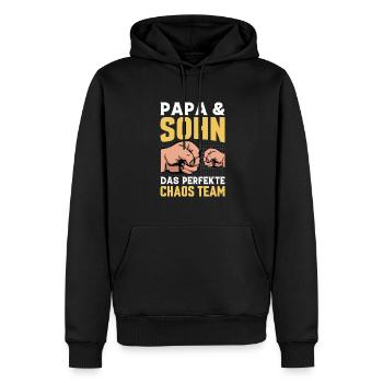 Papa und Sohn Chaos Team Geschenk - Männer Premium Bio Hoodie - Schwarz - Vorne - Nico (187cm)