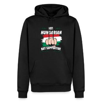 Not Hungarian But Supportive Travel Tourist - Männer Premium Bio Hoodie - Schwarz - Vorne - Nico (187cm)