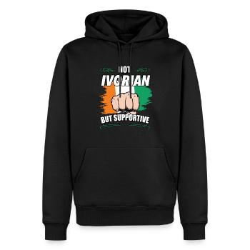 Pas ivoirien mais un touriste de voyage solidaire ivoire - Sweat à capuche Premium bio Homme - noir - Devant - Nico (187cm)