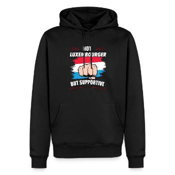 Pas luxembourgeois mais un touriste de voyage favorable - Sweat à capuche Premium bio Homme - noir - Devant - Nico (187cm)
