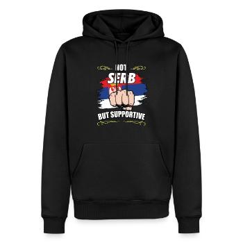 Pas serbe mais soutien touristique serbe Serbie - Sweat à capuche Premium bio Homme - noir - Devant - Nico (187cm)