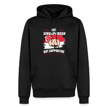 Pas Singapourien mais un touriste de voyage de soutien - Sweat à capuche Premium bio Homme - noir - Devant - Nico (187cm)