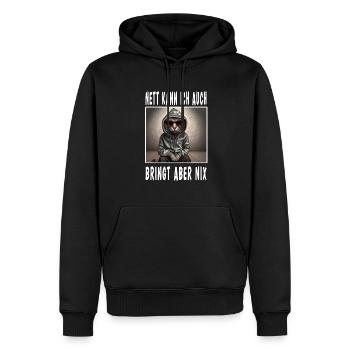 Nett Kann Ich Auch Bringt Aber Nix - Männer Premium Bio Hoodie - Schwarz - Vorne - Nico (187cm)