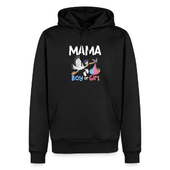 Mama Boy ou Girl Sexe Révéler l’annonce de grossesse - Sweat à capuche Premium bio Homme - noir - Devant - Nico (187cm)