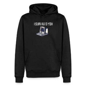 Funny y2k Computer Shirt, 1999, Funny Tech Shirts, - Men’s Premium Organic Hoodie - black - Front - Nico (187cm)