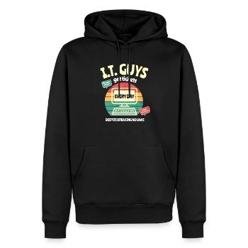 Funny IT Guy Shirt, Put in A Ticket Shirt I.T. Dep - Men’s Premium Organic Hoodie - black - Front - Nico (187cm)