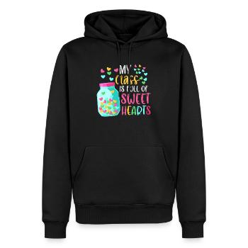 My Class Is Full Of Sweet Hearts Teacher School - Men’s Premium Organic Hoodie - black - Front - Nico (187cm)