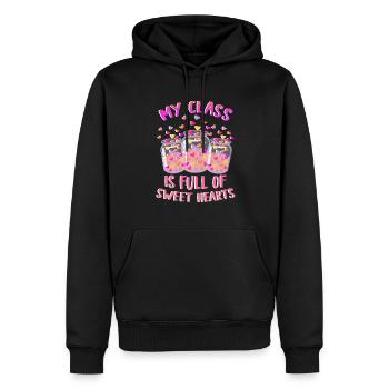 My Class Is Full Of Sweet Hearts Teacher School - Men’s Premium Organic Hoodie - black - Front - Nico (187cm)