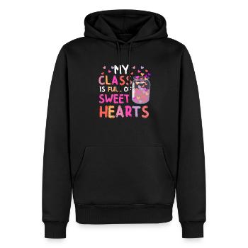 My Class Is Full Of Sweet Hearts Teacher School - Men’s Premium Organic Hoodie - black - Front - Nico (187cm)