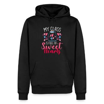 My Class Is Full Of Sweet Hearts Teacher School - Men’s Premium Organic Hoodie - black - Front - Nico (187cm)