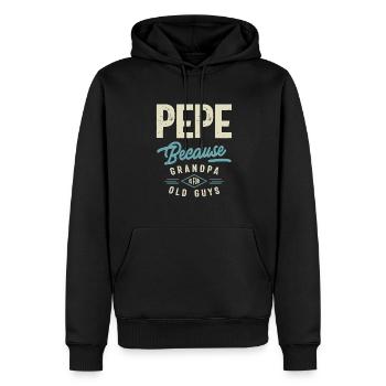 Pepe Because Grandpa is For Old Guys - Men’s Premium Organic Hoodie - black - Front - Nico (187cm)