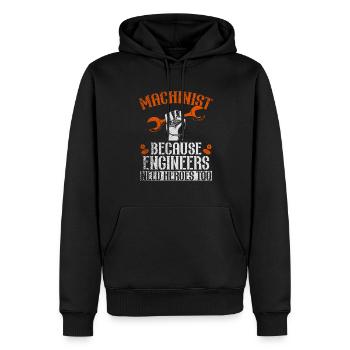 Machinist Because Engineers Need Heroes Too - Männer Premium Bio Hoodie - Schwarz - Vorne - Nico (187cm)